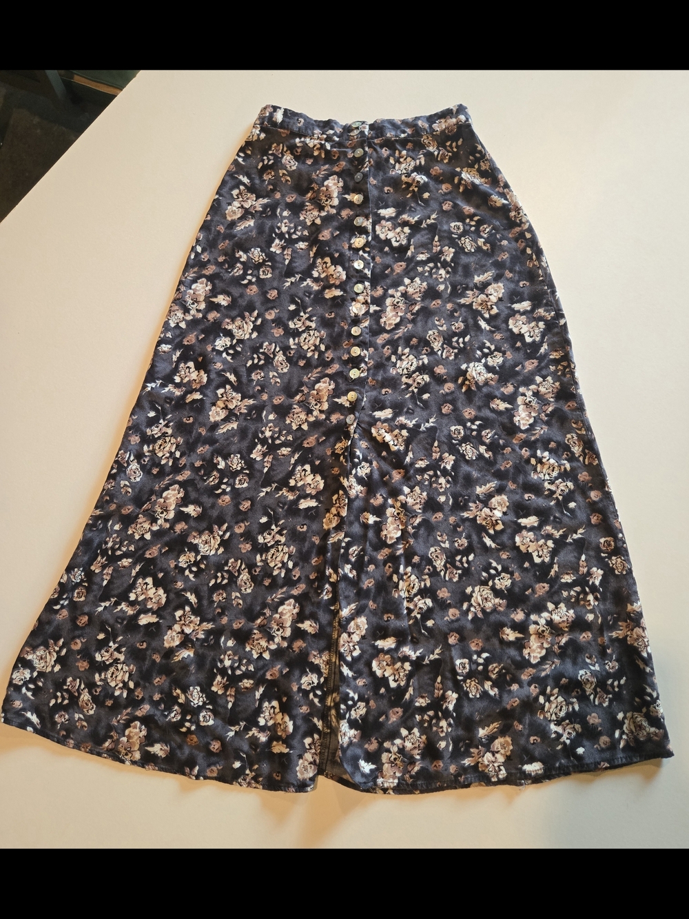 Rue 21 Navy Floral Button-Front Maxi Skirt